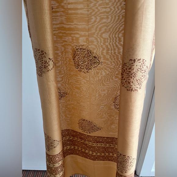 NWT Fabindia Handwoven silk cotton mustard gold shawl wrap stole wedding Dupatta - Picture 9 of 12